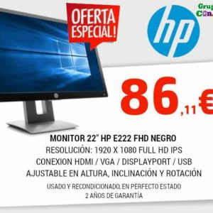 OFERTA - MONITOR HP 22" E222 FHD HDMI-VGA-DP-HUB USB
